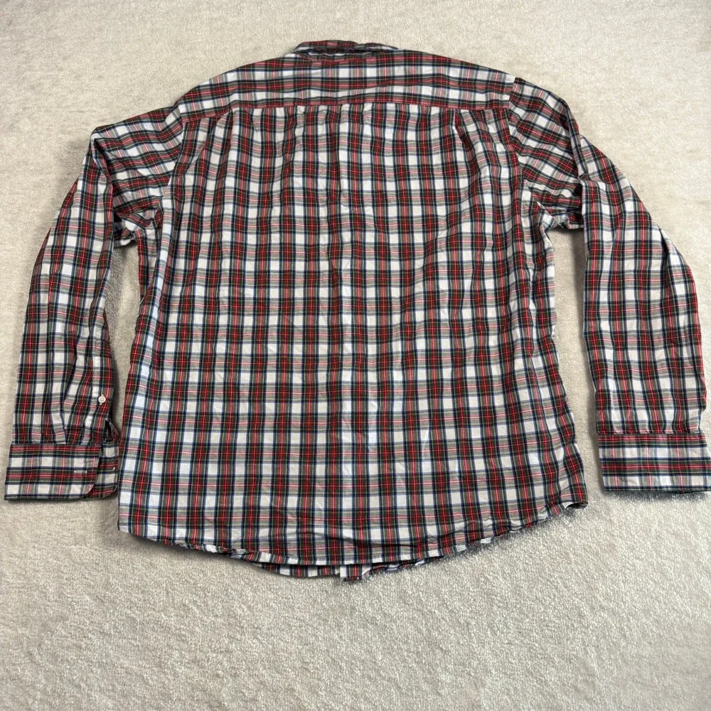 J. Crew Slim Fit Plaid Button Down Shirt Mens XL‎ Red White Blue Cotton L/S